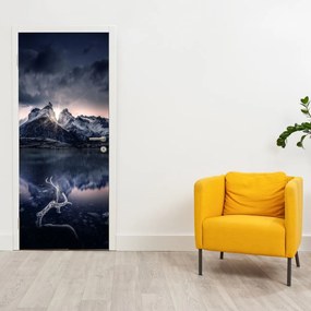 Fototapet pentru ușă - Lac cu munte (95x205cm)