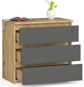 Comodă Cleania CL3 (Stejar artisan + Gri). 1069930