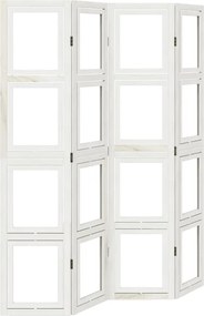 vidaXL Paravan cameră 4 panouri, alb, lemn masiv paulownia