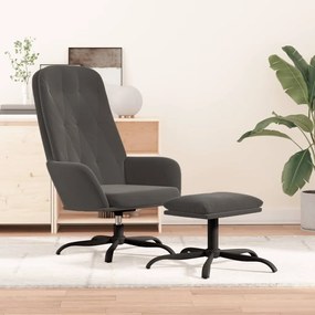 3097631 vidaXL Scaun de relaxare cu taburet, gri închis, catifea