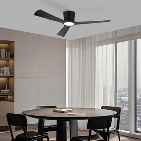 ZEVENTI - Ventilator de tavan AUREX LED, 24 W, 230 V, Wi‑Fi Tuya, negru, cu telecomandă