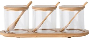 Set de doze de sticlă 4Home cu suport și lingurițe, Bamboo, 310 ml