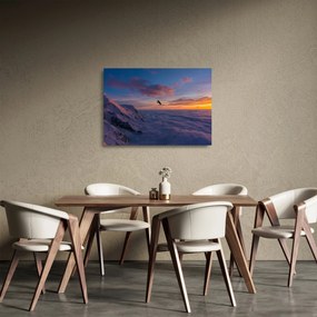 Tablou pe sticlă în apus de soare, Mont Blanc (70x50 cm)