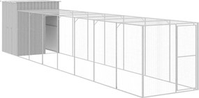 vidaXL Coteț pui cu incintă gri deschis 165x863x181 cm oțel galvanizat