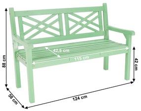 Bancă de grădină din lemn, neo mentă, 124 cm, FABLA