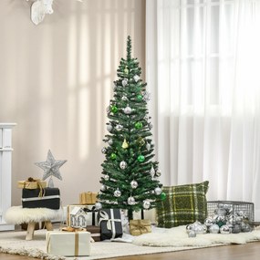 HOMCOM Brad Artificial de Crăciun cu Crengi Realiste, Brad Înalt și Îngust cu Bază din Plastic, Ø46x150 cm, Verde | Aosom Romania