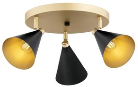 Plafoniera cu 3 spoturi directionabile design modern Lucinda negru, auriu
