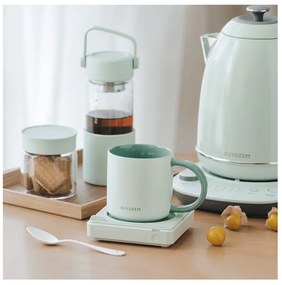 Ceasca ceramica pentru ceai si cafea Buydeem CD1018-CG, 350 ml, Fund plat, Scala de masurare interna, Verde