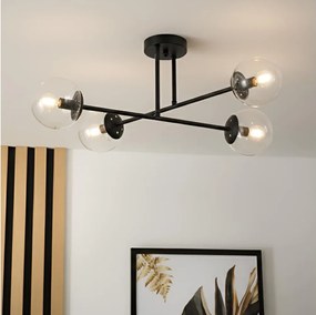 Brilagi - Lustru aplicat MALIVA 4xE14/15W/230V negru/transparent