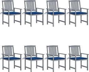 vidaXL Scaune de grădină cu perne, 8 buc., gri, lemn masiv de acacia