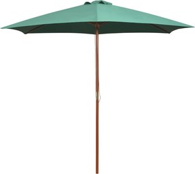 vidaXL Umbrelă de soare cu stâlp de lemn 270 x 270 cm, verde