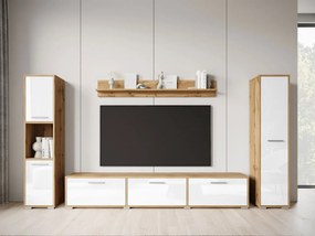 Mobilier living Ikinra XL (Stejar wotan + lucios Alb) . 1104553