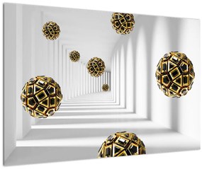 Tablou abstract cu mingi de fotbal (90x60 cm)