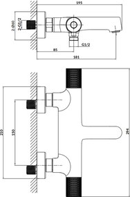 Baterie cada termostatata, bronz periat, Cersanit Zen Bronz periat