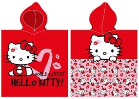 Poncho pentru copii Hello Kitty Baby The Cutest in the World ,55 x 110 cm