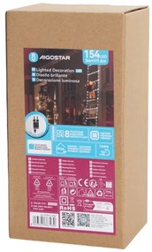 Aigostar - Decorațiune LED de exterior pentru Crăciun, 154 LED, 3,6 W, 230 V, 8 funcții, 1,6 m, IP44, alb rece