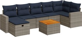 vidaXL Set canapele de grădină cu perne, 8 piese, gri, poliratan