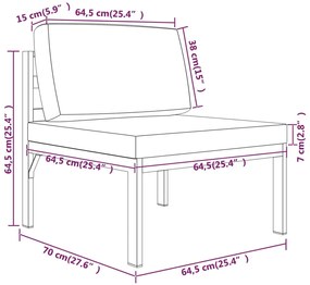Set mobilier de gradina cu perne, 5 piese, antracit, aluminiu 2x colt + 2x mijloc + masa, 1