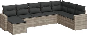 vidaXL Set mobilier de grădină cu perne, 8 piese gri deschis poliratan