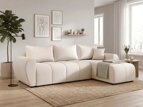 Coltar extensibil SEVIO, crem, colt reversibil, 246x145 cm + 2 perne GRATUIT