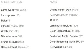 Aplica de perete cu lumina ambientala LED Jupiter, diametru 38,1cm