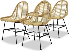vidaXL Scaune de bucătărie, 4 buc., ratan natural