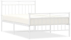 373753 vidaXL Cadru de pat metalic cu tăblie de cap/picioare, alb, 100x200 cm