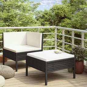 310206 vidaXL Set mobilier de grădină cu perne, 2 piese, negru, poliratan