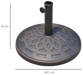 Outsunny Bază pentru Umbrelă, Stabilă, din Rășină, Design Atractiv, Φ48.5cm, pentru Stâlpi 38-48mm, Bronz | Aosom Romania