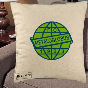 Perna Personalizata FC Metaloglobus Bucuresti 1923 Fotbal, 40x40 cm, Bej, Husa Detasabila, Perna Inclusa, BEKZ®