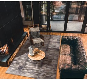 Covor gri din lână 133x180 cm Grids – Agnella