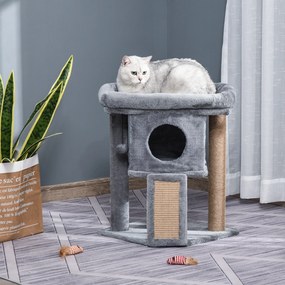 PawHut Ansamblu de Joacă de Sisal din Sisal și Pluș, Căsuță pentru Pisici și Pat, Gri | Aosom Romania