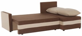 Coltar extensibil modern, cu spatiu depozitare, universal, stanga-dreapta, stofa maro bej, 219x139 cm, Bortis Impex