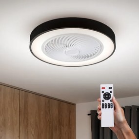 Brilagi-LED Lampă cu ventilator, dimabilă, LED 30W, 230V, 3000-6500K, negru+DO