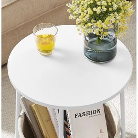 Măsuță laterală NOIRA albă/maro deschis