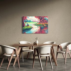 Tablou - Acuarelă, Golf într-un sat de munte (90x60 cm)