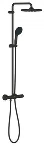 Coloana de dus cu termostat, Grohe Tempesta System 250, cu 2 tipuri de jet, negru mat, 266702431