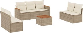 vidaXL Set canapele de grădină, 8 piese, cu perne, bej, poliratan