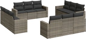 vidaXL Set canapea de grădină cu perne, 12 piese, gri, poliratan