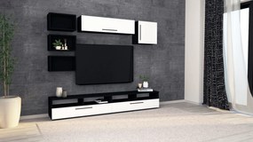Living haaus Haga V18, Alb Lucios/Negru, MDF, L 240 cm