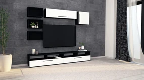 Living haaus Haga V18, Alb Lucios/Negru, MDF, L 240 cm