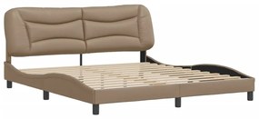 3208020 vidaXL Cadru de pat cu tăblie, cappuccino, 180x200 cm, piele ecologică