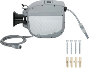 Outsunny Derulator pentru furtun retractabil 20+1,9 m cu duză 2 moduri blocare automată și retragere controlată suport gri | Aosom Romania