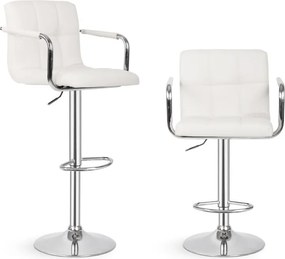 MIADOMODO Scaun de bar 2 buc, cu brațe, alb