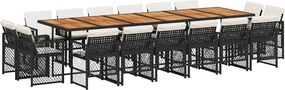 vidaXL Set mobilier de grădină cu perne, 17 piese, negru, poliratan