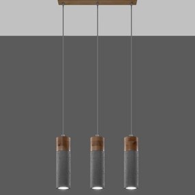 Lustră pe cablu ZANE 3xGU10/40W/230V beton/lemn Sollux SL.0967