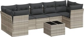 vidaXL Set mobilier de grădină cu perne, 8 piese gri deschis poliratan
