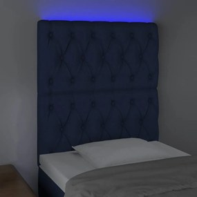 Tablie de pat cu LED, albastru, 80x7x118 128 cm, textil 1, Albastru, 80 x 7 x 118 128 cm