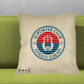 Perna Personalizata Otelul Galati Suporter Club 1964, 40x40 cm, Crem, Husa Detasabila, Perna Inclusa, BEKZ®