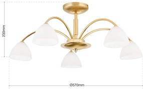 Lustra aplicata 5 brate elegant design modern OPALDESIGN, auriu mat